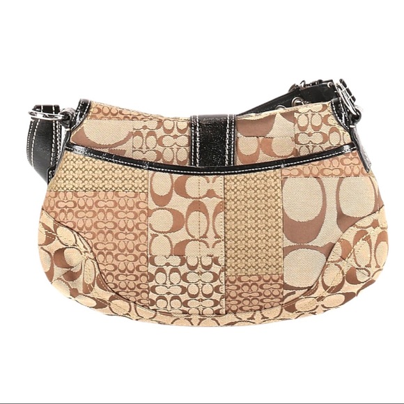 Coach Brown Cloth and Leather Satchel - Picture 2 of 9